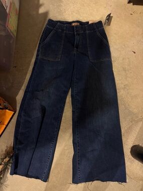 Kut from the Kloth Dark Indigo Wide-Leg Jeans with Patch Pockets